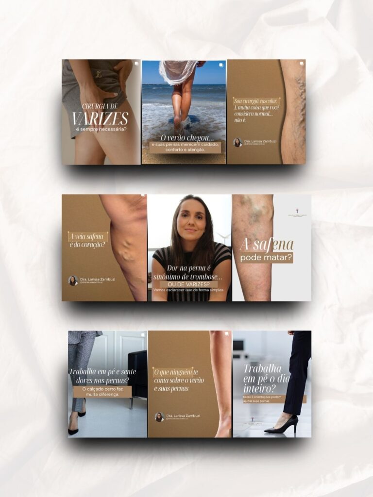Posts para Instagram com a identidade visual da Dra. Larissa Zambuzi