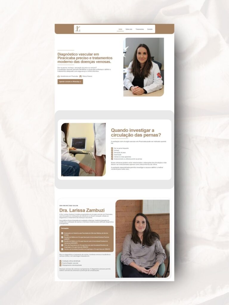 Site criado pela Agência Giro 360 para a Dra. Larissa Zambuzi, cirurgiã vascular em Piracicaba